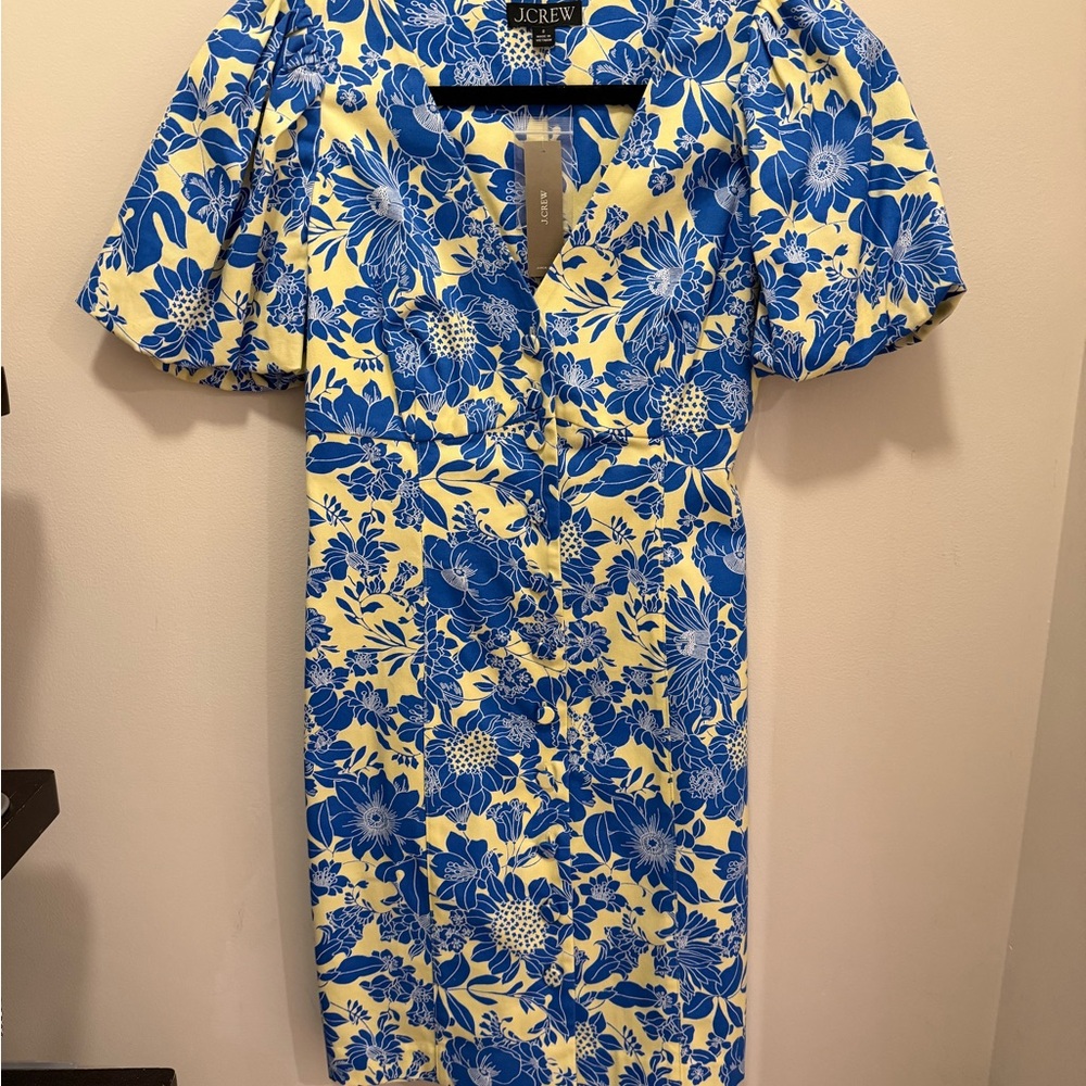 J. Crew Blue and Yellow Floral Dress